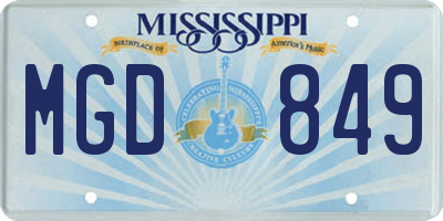 MS license plate MGD849