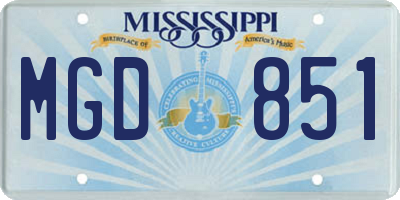 MS license plate MGD851