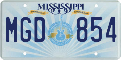 MS license plate MGD854