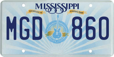 MS license plate MGD860