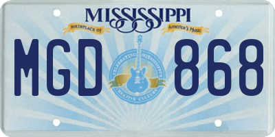 MS license plate MGD868