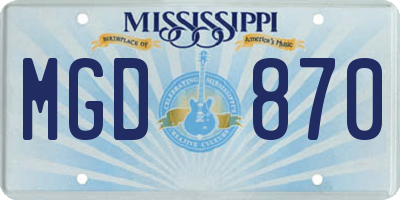 MS license plate MGD870