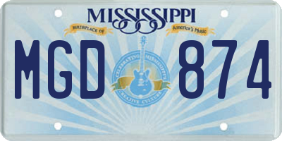 MS license plate MGD874