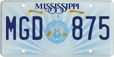 MS license plate MGD875