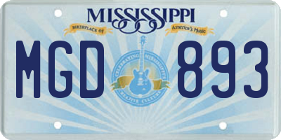MS license plate MGD893