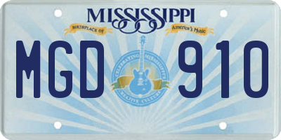 MS license plate MGD910