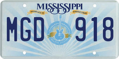 MS license plate MGD918