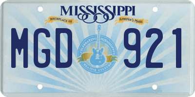 MS license plate MGD921