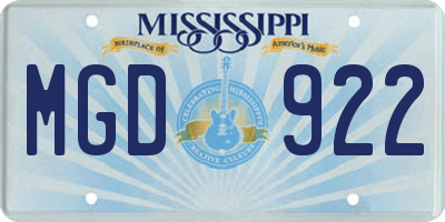 MS license plate MGD922