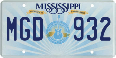 MS license plate MGD932