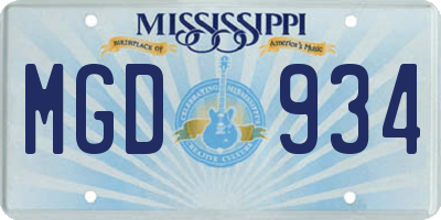 MS license plate MGD934