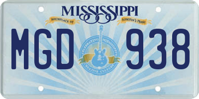 MS license plate MGD938