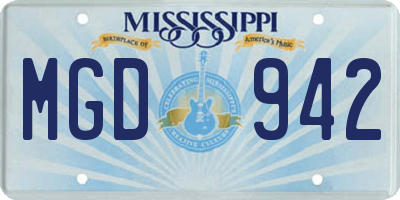 MS license plate MGD942