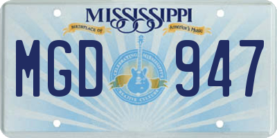 MS license plate MGD947