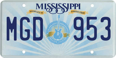 MS license plate MGD953