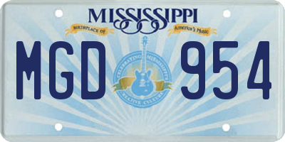 MS license plate MGD954