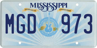 MS license plate MGD973
