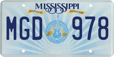 MS license plate MGD978