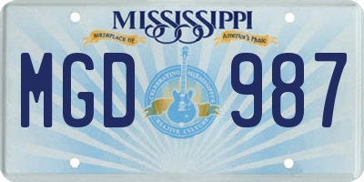 MS license plate MGD987