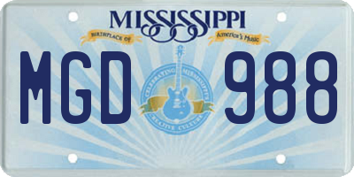 MS license plate MGD988