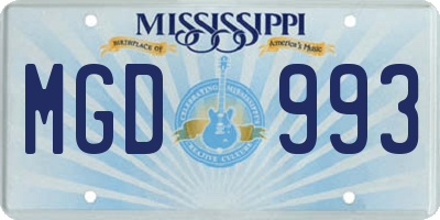 MS license plate MGD993