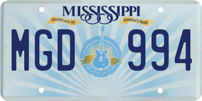 MS license plate MGD994