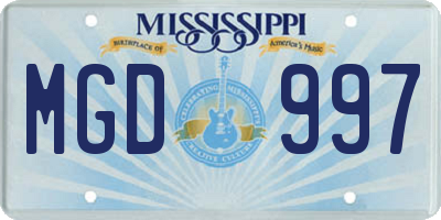 MS license plate MGD997