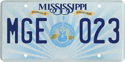 MS license plate MGE023
