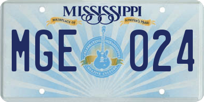 MS license plate MGE024
