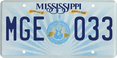 MS license plate MGE033