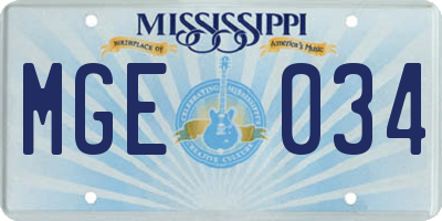 MS license plate MGE034