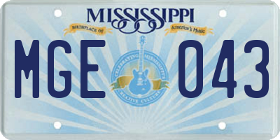 MS license plate MGE043