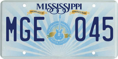 MS license plate MGE045