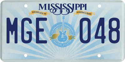 MS license plate MGE048