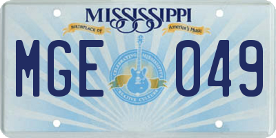 MS license plate MGE049