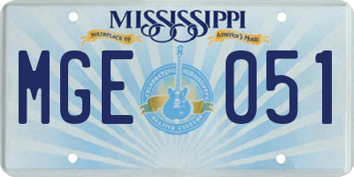 MS license plate MGE051