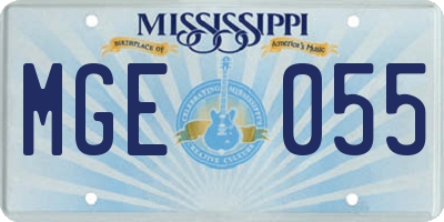 MS license plate MGE055