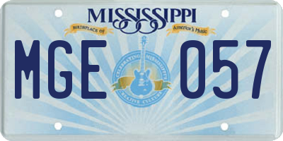 MS license plate MGE057