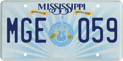 MS license plate MGE059