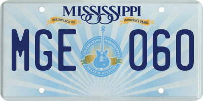 MS license plate MGE060