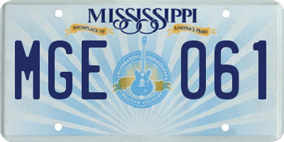 MS license plate MGE061