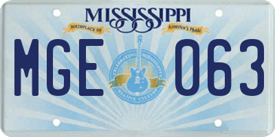 MS license plate MGE063