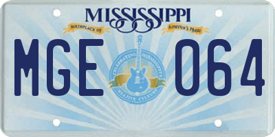 MS license plate MGE064
