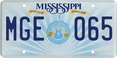 MS license plate MGE065