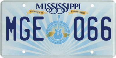 MS license plate MGE066