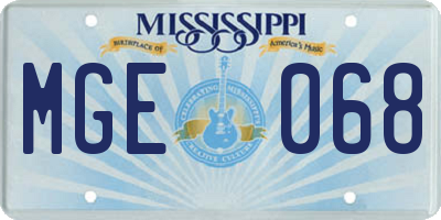 MS license plate MGE068