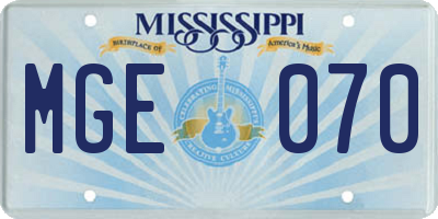 MS license plate MGE070