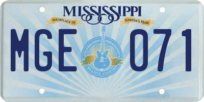 MS license plate MGE071