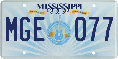 MS license plate MGE077