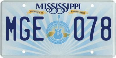MS license plate MGE078